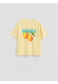 Reserved - T-shirt z nadrukiem - jasnożółty. Kolor: żółty. Materiał: bawełna. Wzór: nadruk