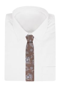 Elegancki Krawat Chattier - Jasny Brąz w Kwiaty. Kolor: brązowy, beżowy, wielokolorowy. Materiał: tkanina. Wzór: kwiaty. Styl: elegancki #2