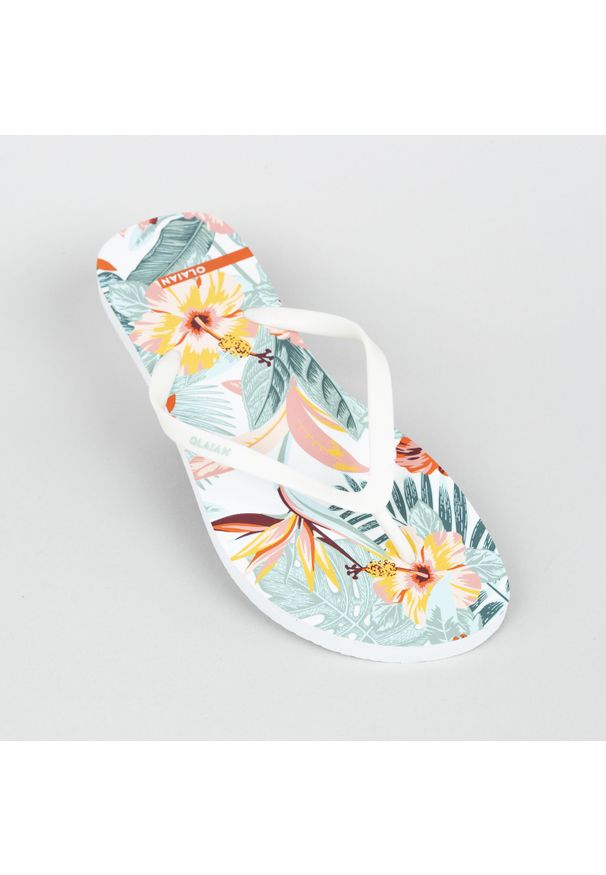 OLAIAN - Japonki damskie Olaian 120 Tropical. Okazja: na plażę. Kolor: biały. Styl: sportowy