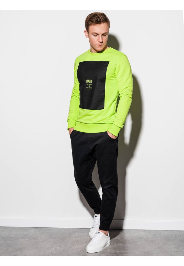 Zielona bluza Ombre Clothing z nadrukiem, bez kaptura, klasyczna