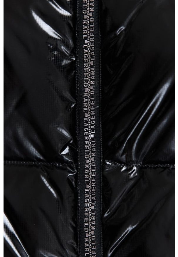 Karl Lagerfeld - KARL LAGERFELD Czarna damska kurtka Hooded Down Jacket. Kolor: czarny. Materiał: poliamid, puch, materiał. Długość rękawa: długi rękaw. Długość: długie