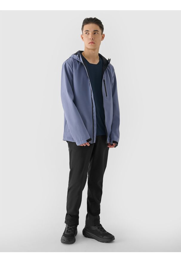 4f - 4F Kurtka softshell wiatroodporna membrana 8000 męska - niebieska 3XL. Typ kołnierza: kaptur. Kolor: niebieski. Materiał: softshell. Technologia: Windstopper. Sport: wspinaczka