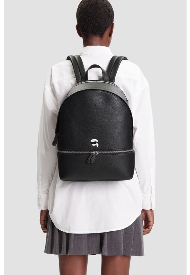 Karl Lagerfeld - KARL LAGERFELD Czarny męski plecak skórzany Ikon Grainy. Kolor: czarny. Materiał: skóra ekologiczna. Styl: casual