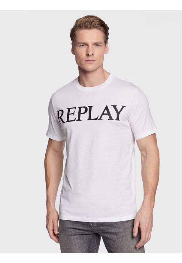 Replay T-Shirt M6475.000.22980 Biały Regular Fit. Kolor: biały. Materiał: bawełna