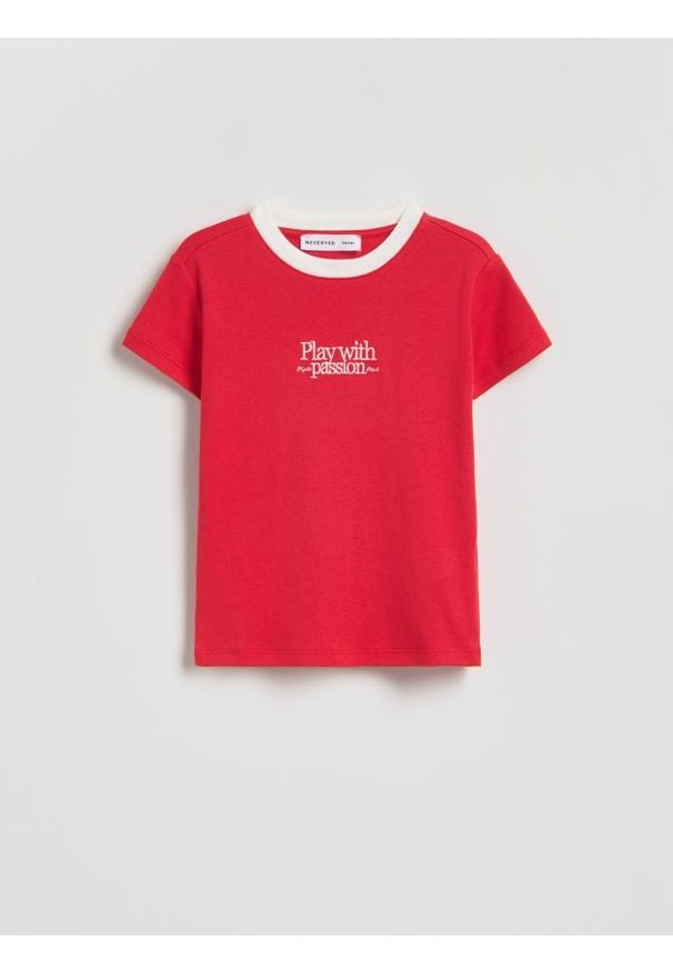 Reserved - T-shirt z modalem - czerwony. Kolor: czerwony. Materiał: bawełna
