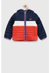 Levi's® - Levi's kurtka dziecięca kolor granatowy. Okazja: na spotkanie biznesowe, na co dzień. Typ kołnierza: kaptur. Kolor: niebieski. Styl: biznesowy, casual #1