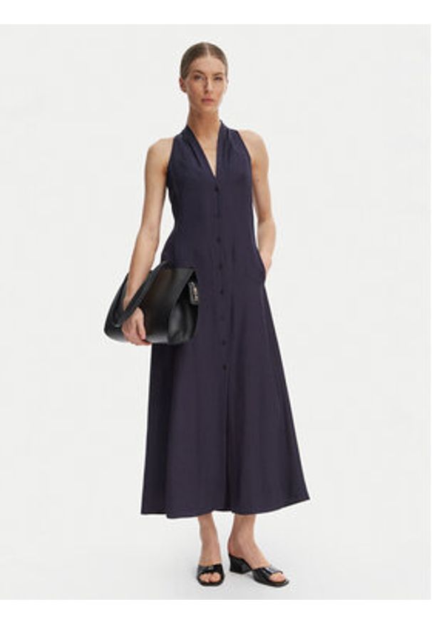 Marella Sukienka letnia Girino 2615221031 Granatowy Regular Fit. Kolor: niebieski. Materiał: wiskoza. Sezon: lato