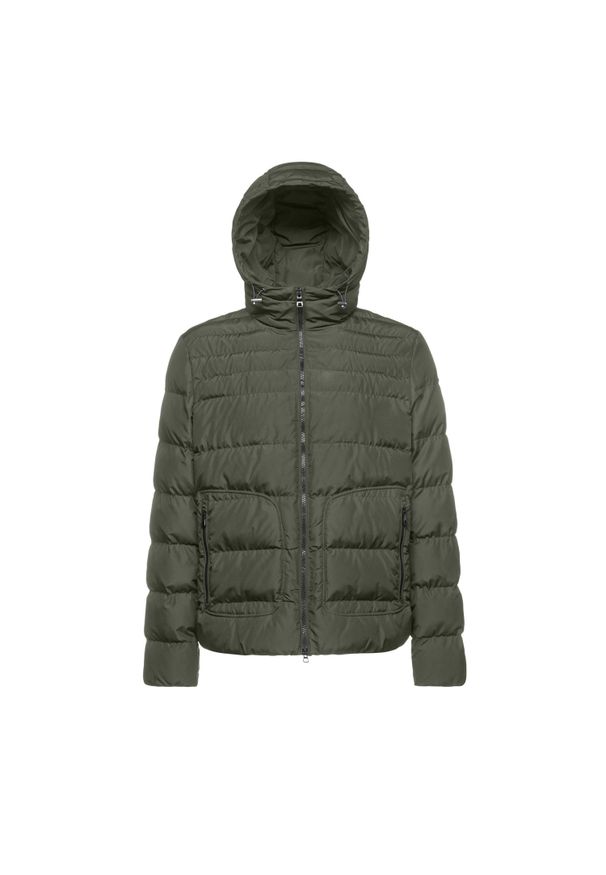 Kurtka z kapturem Geox Magnete. Typ kołnierza: kaptur. Kolor: żółty, wielokolorowy, zielony. Materiał: puch. Styl: elegancki