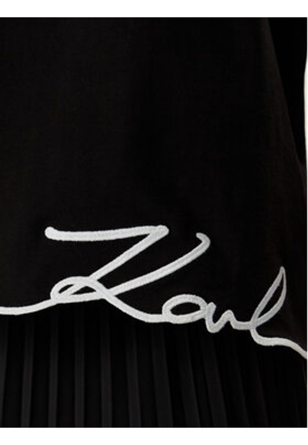 Karl Lagerfeld - KARL LAGERFELD T-Shirt B2W17018 Czarny Regular Fit. Typ kołnierza: dekolt w karo. Kolor: czarny. Materiał: bawełna