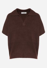 Born2be - Brązowy Sweter z Wełną z Krótkim Rękawem i Kołnierzykiem Tevalina. Kolor: brązowy. Materiał: wełna. Długość rękawa: krótki rękaw. Długość: krótkie. Styl: elegancki, klasyczny #5
