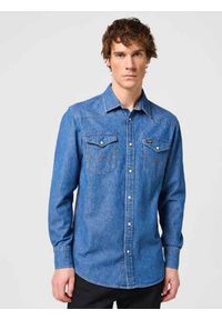 Wrangler - WRANGLER LS WESTERN SHIRT MĘSKA KOSZULA ELEGANCKA BARREL BLUE 112350488 W556015512. Styl: elegancki