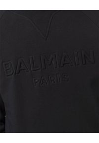 Balmain - BALMAIN - Czarna bluza z tłoczonym logo. Kolor: czarny. Materiał: prążkowany. Długość rękawa: długi rękaw. Długość: długie. Styl: klasyczny #2