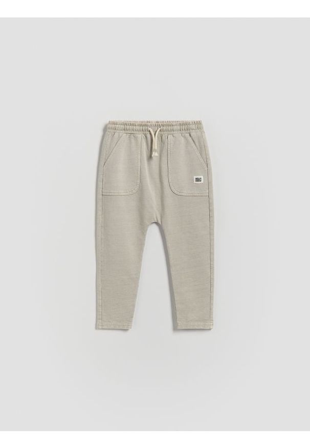 Reserved - Bawełniane legginsy - jasnoszary. Kolor: szary. Materiał: bawełna