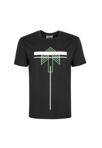 Les Hommes T-shirt | UIT206 700P | Front Printed Arrow T-Shirt | Mężczyzna | Czarny. Okazja: na co dzień. Kolor: czarny. Materiał: bawełna. Wzór: nadruk. Styl: casual