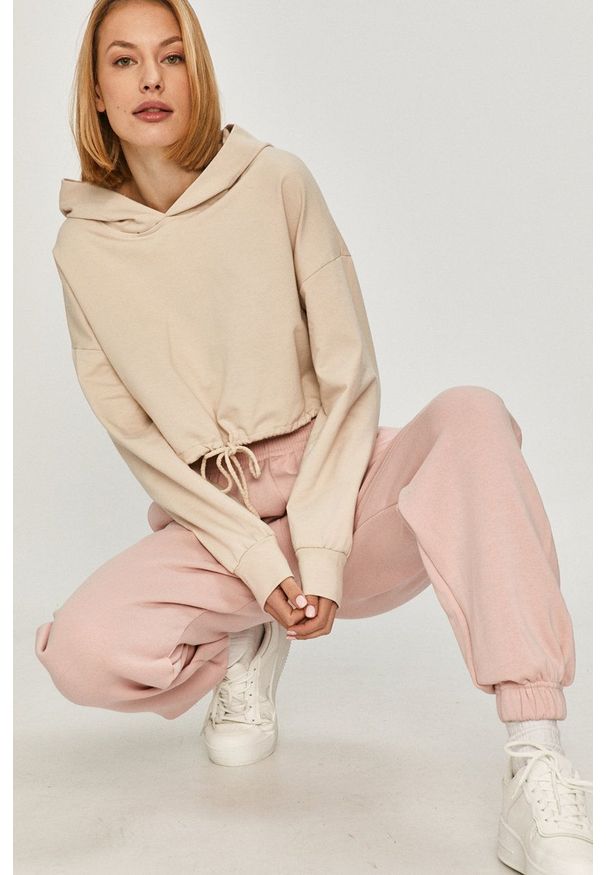 Answear Lab - Bluza. Okazja: na co dzień. Typ kołnierza: kaptur. Kolor: beżowy. Styl: wakacyjny