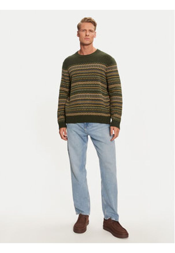 Wrangler Sweter Fairisle 112357294 Zielony Relaxed Fit. Kolor: zielony. Materiał: syntetyk