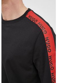 Hugo - HUGO t-shirt bawełniany kolor czarny z nadrukiem. Kolor: czarny. Materiał: bawełna. Wzór: nadruk