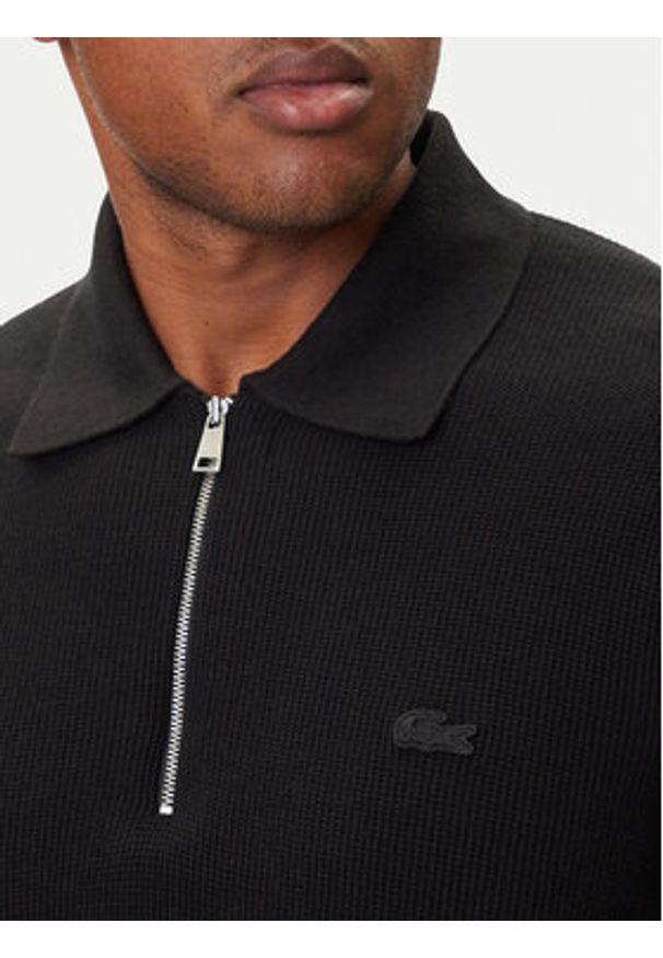 Lacoste Sweter AH5187 Czarny Regular Fit. Kolor: czarny. Materiał: bawełna