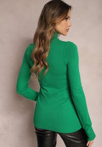 Renee - Zielony Dzianinowy Sweter Golf Asajma. Typ kołnierza: golf. Kolor: zielony. Materiał: dzianina. Długość rękawa: długi rękaw. Długość: długie. Styl: klasyczny #5