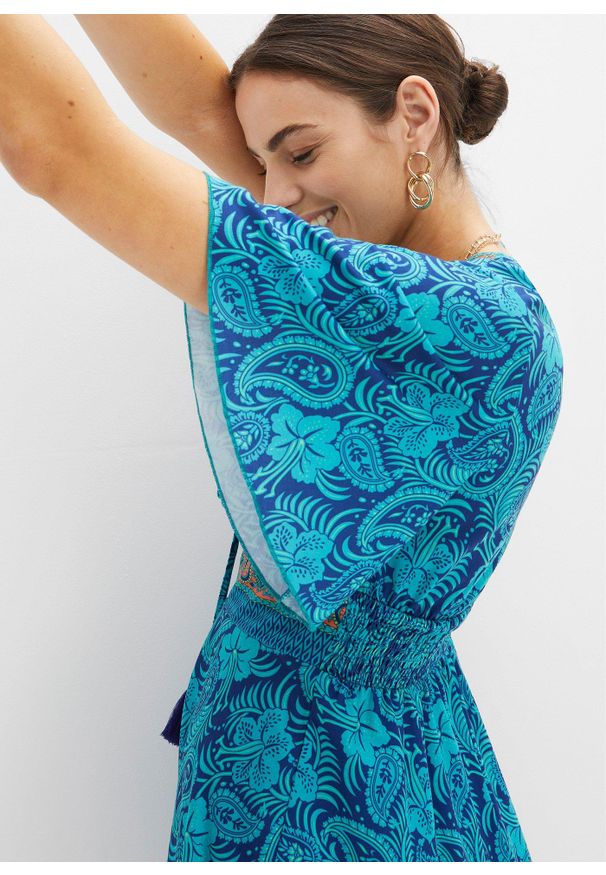 bonprix - Sukienka z dżerseju. Kolor: niebieski. Materiał: jersey. Wzór: nadruk