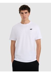 4f - 4F T-shirt regular gładki męski - biały XXL. Okazja: na co dzień. Kolor: biały. Materiał: materiał, bawełna. Wzór: gładki. Styl: casual