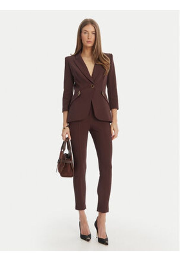 Elisabetta Franchi Marynarka GI-215-61E2-V590 Brązowy Regular Fit. Kolor: brązowy. Materiał: syntetyk