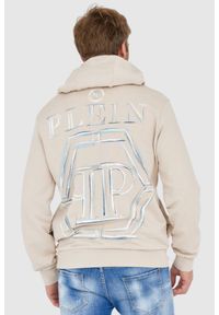 Philipp Plein - PHILIPP PLEIN Beżowa męska bluza hexagon z kapturem, Rozmiar M. Typ kołnierza: kaptur. Kolor: beżowy