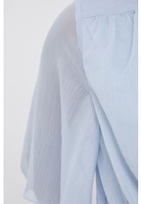 Vila sukienka mini rozkloszowana. Kolor: niebieski. Materiał: tkanina, poliester. Długość rękawa: krótki rękaw. Typ sukienki: rozkloszowane. Długość: mini #3