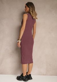 Renee - Fioletowa Prążkowana Sukienka z Bawełny Typu Bodycon Ralithia. Kolor: fioletowy. Materiał: bawełna, prążkowany. Typ sukienki: bodycon. Styl: elegancki #5