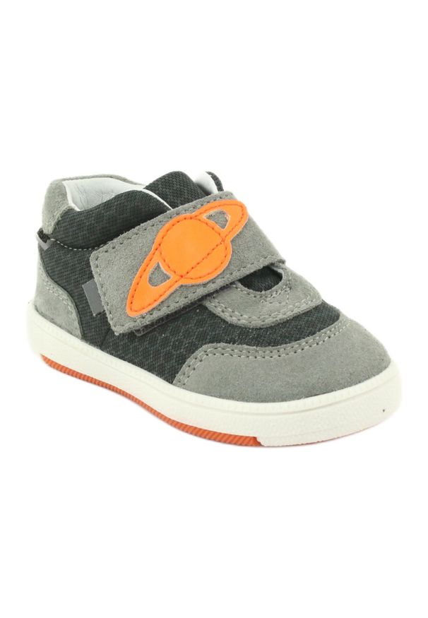 Buty sportowe trampki na rzep Bartek 71141 pomarańczowe szare. Zapięcie: rzepy. Kolor: szary, wielokolorowy, pomarańczowy. Materiał: skóra. Sezon: wiosna, jesień. Styl: sportowy