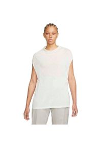 Podkoszulek Nike Wmns Esc Nigh Neck Tank DN4059 100, Kobiety. Kolor: biały. Materiał: materiał, bawełna. Sport: fitness