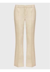 Gina Tricot Spodnie materiałowe 19954 Beżowy Regular Fit. Kolor: beżowy. Materiał: bawełna, len