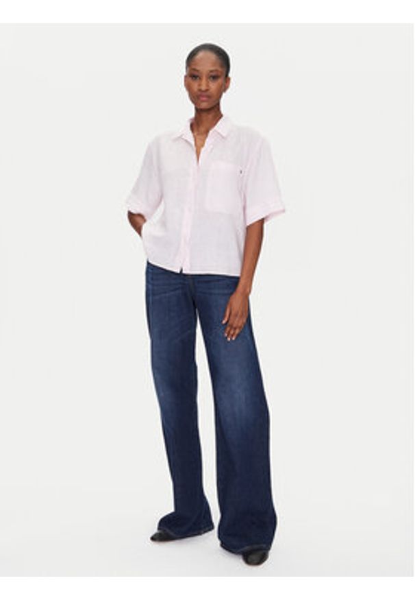 TOMMY HILFIGER - Tommy Hilfiger Koszula WW0WW44720 Różowy Relaxed Fit. Kolor: różowy. Materiał: len