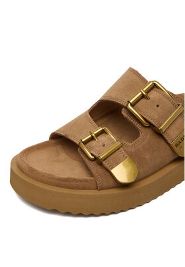 Badura Klapki CYCLAMEN-80033-25 Beżowy. Kolor: beżowy. Materiał: zamsz, skóra