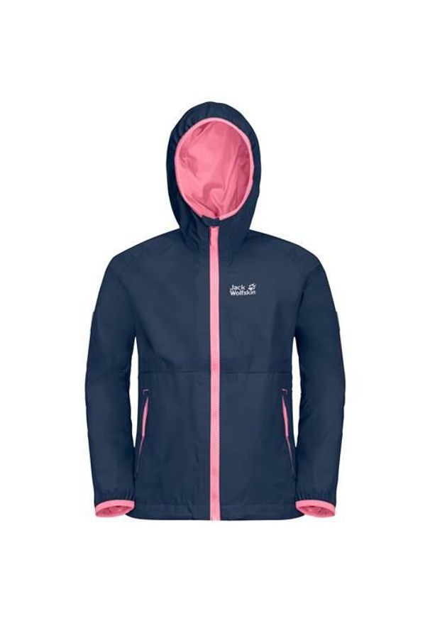 Kurtka uniwersalna dziewczęca Jack Wolfskin 16048151024. Typ kołnierza: kaptur. Kolor: niebieski. Materiał: syntetyk. Sport: turystyka piesza