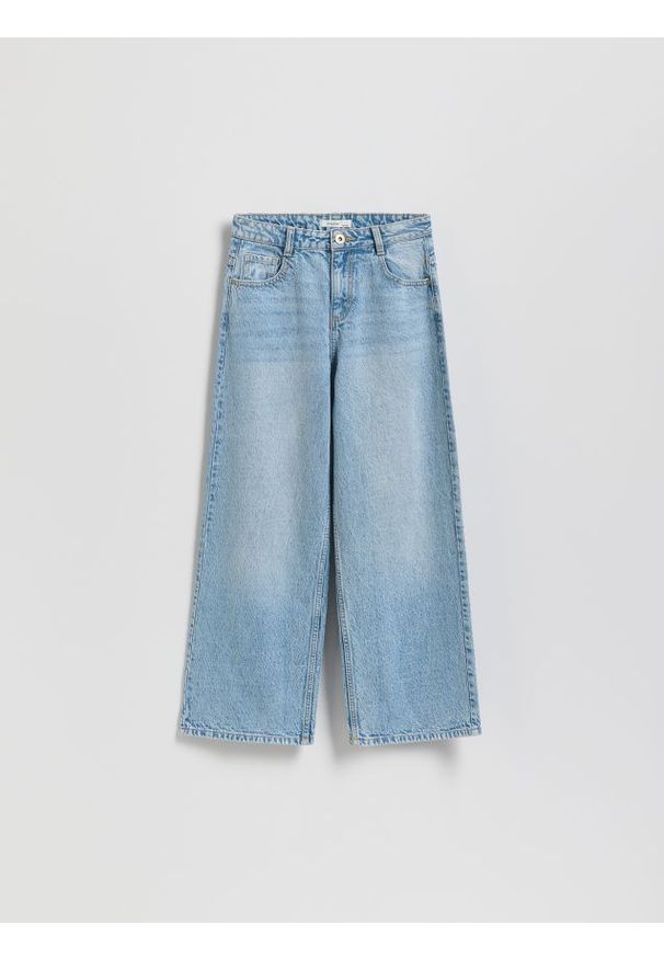 Reserved - Jeansy wide leg - niebieski. Kolor: niebieski