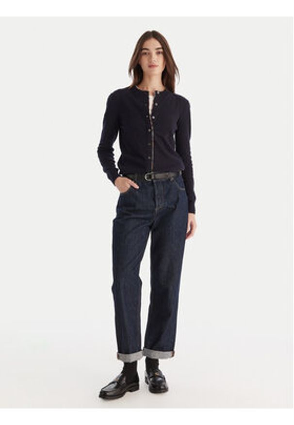 Barbour Kardigan Pendle LKN1076NY78 Granatowy Regular Fit. Kolor: niebieski. Materiał: bawełna