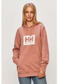 Helly Hansen - Bluza. Okazja: na co dzień. Typ kołnierza: kaptur. Kolor: różowy. Materiał: bawełna, poliester, dzianina. Wzór: nadruk. Styl: casual #1