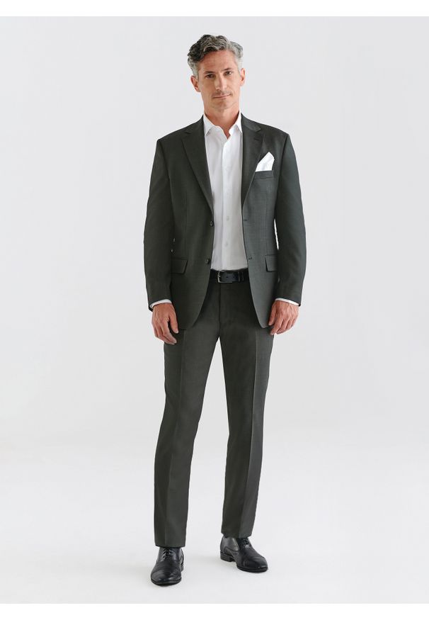 Pako Lorente - PAKO LORENTE – Ciemnozielone spodnie garniturowe z wełną. Kolor: zielony. Materiał: wełna
