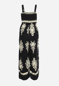 Born2be - Czarno-Beżowy Kombinezon z Wiskozy na Ramiączkach z Marszczoną Górą i Długimi Nogawkami Teseria. Okazja: na co dzień. Kolor: czarny. Materiał: wiskoza. Długość rękawa: na ramiączkach. Długość: długie. Styl: klasyczny, casual, elegancki #7