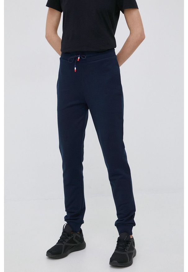 Rossignol spodnie dresowe bawełniane damskie kolor granatowy gładkie. Kolor: niebieski. Materiał: bawełna, dresówka. Wzór: gładki