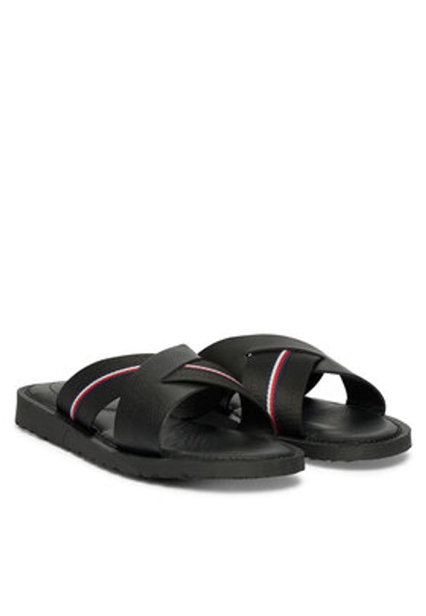 TOMMY HILFIGER - Tommy Hilfiger Klapki Core Hilfiger Lth Criss C Sandal FM0FM05783 Czarny. Kolor: czarny. Materiał: skóra