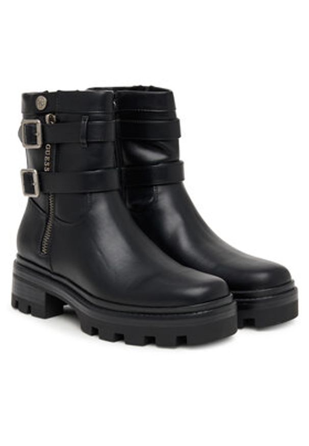 Guess Botki FLFLYN ELE10 Czarny. Kolor: czarny. Materiał: skóra