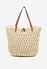 Renee - Beżowa Pleciona Torebka Shopperka w Stylu Plażowym Sepilova. Kolor: beżowy. Sezon: lato. Styl: klasyczny, elegancki, casual