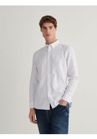 Reserved - Koszula slim fit - biały. Kolor: biały. Materiał: bawełna, tkanina