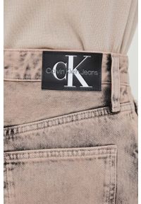 Calvin Klein Jeans jeansy damskie high waist. Stan: podwyższony. Kolor: różowy #2