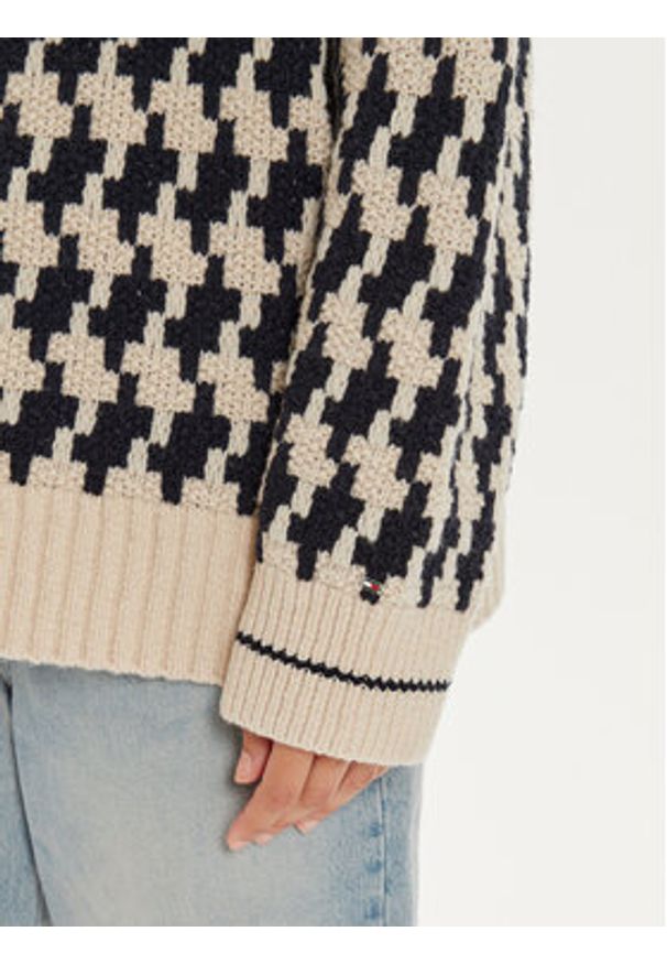 TOMMY HILFIGER - Tommy Hilfiger Golf WW0WW42265 Beżowy Relaxed Fit. Typ kołnierza: golf. Kolor: beżowy. Materiał: wełna