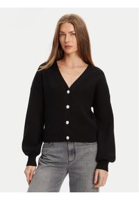 Guess Kardigan W5YR07 Z2ZK2 Czarny Relaxed Fit. Kolor: czarny. Materiał: wiskoza