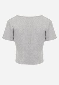 Renee - Szary Top z Bawełny Ozdobiony Guzikami przy Dekolcie Nediva. Okazja: na co dzień. Kolor: szary. Materiał: bawełna. Wzór: aplikacja. Styl: casual #3