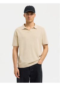 Selected Homme Polo Mattis 16096197 Beżowy Regular Fit. Typ kołnierza: polo. Kolor: beżowy. Materiał: bawełna #3